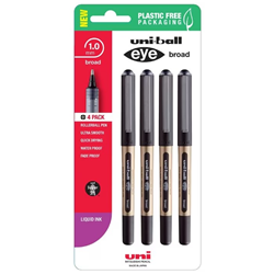 Uni Eye Broad Rollerball Pen 1.0mm Black 4PC