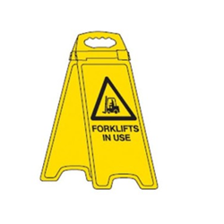 Deluxe A-Frame Safety Sign Forklifts In Use 320x310x650mm Yellow